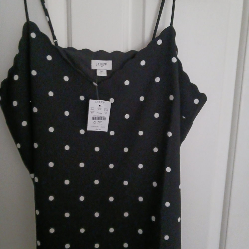 J Crew Black with White Polka Dot Camisole Size 12 - Picture 3 of 8